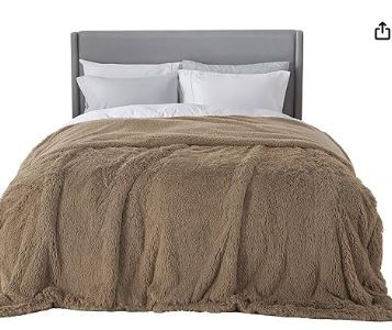 Photo 1 of Limited-time deal: Bedsure Faux Fur King Size Blanket Taupe – Fuzzy, Fluffy, and Shaggy Faux Fur, Soft and Thick Sherpa, Cozy Warm Decorative Gift, King Blanket for Bed, 108x90 Inches, 640 GSM 