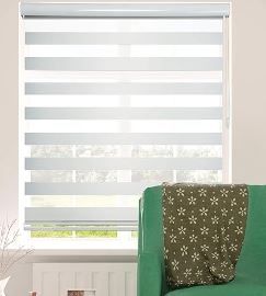 Photo 1 of ShadesU Custom Size Zebra Shades Roller Blind Privacy Light Filtering Shades (Non Cordless) (17.7X59in) (White Color)