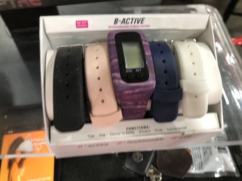 Photo 1 of B-ACTIVE WATCH INTERCHANGEABLE FITNESS TRACKER NWB SET OF 5 SILICONE BANDS