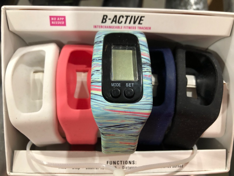 Photo 1 of B-ACTIVE WATCH INTERCHANGEABLE FITNESS TRACKER NWB SET OF 5 SILICONE BANDS