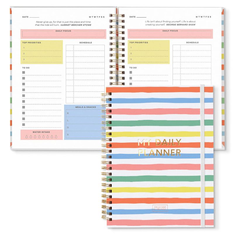 Photo 1 of S&O Undated Planner with Meal, A5 Habit & Routine Tracker, Daily To Do List-Daily Planner Goal Agenda Abstract Notebook Organizer for 2023, Students, College, Work, ADHD, Fitness, Productivity Candy Stripes