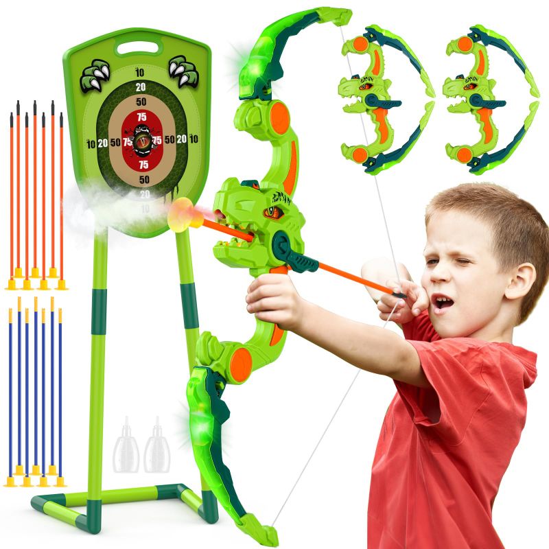 Photo 1 of Fuwidvia Kids Bow and Arrow Set - 2 Pack Spray&LED Archery Set with 14 Suction Cup Arrows-Perfect Kids Indoor and Outdoor Toys Gift for Boys and Girls Ages 4-12 Year Old boy Birthday Gift Ideas 2 Bow