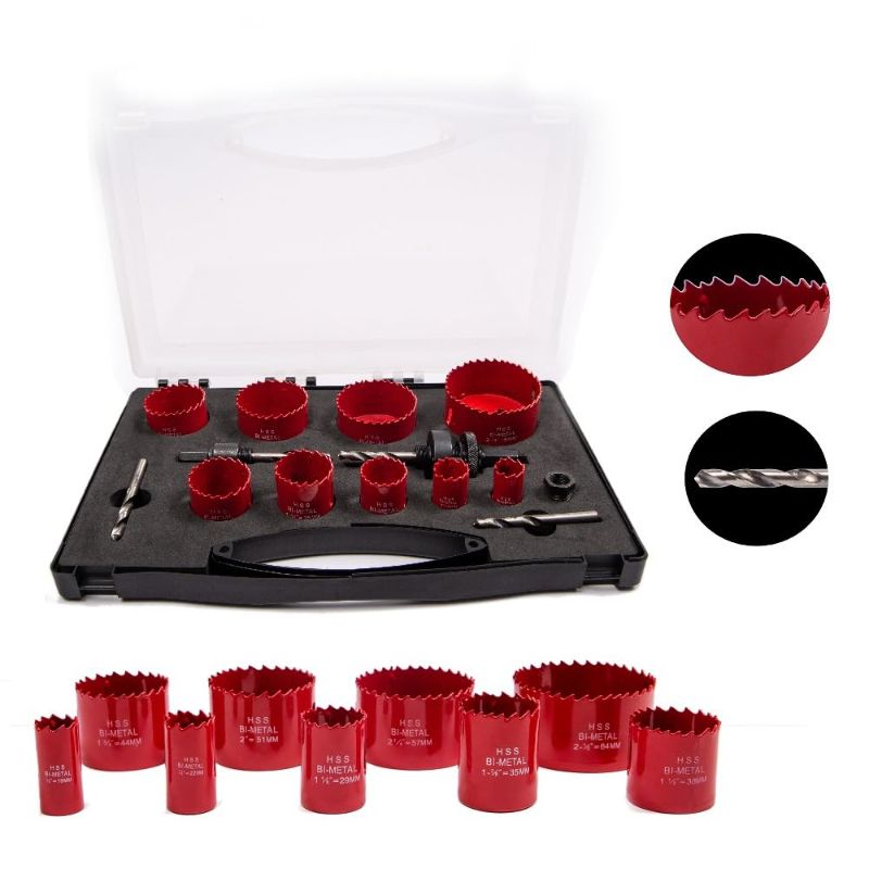 Photo 1 of SQLMLZ 14PCS Bimetal Hole Saw Kit with Drill Bits,Mandrels,M35 Carbide Hole Saw Set?High Speed Steel Cutting Diameter 3/4''to 2-1/2''Hole Saw Set,for Thin Metal,Wood,PVC Board,Plastic Plate