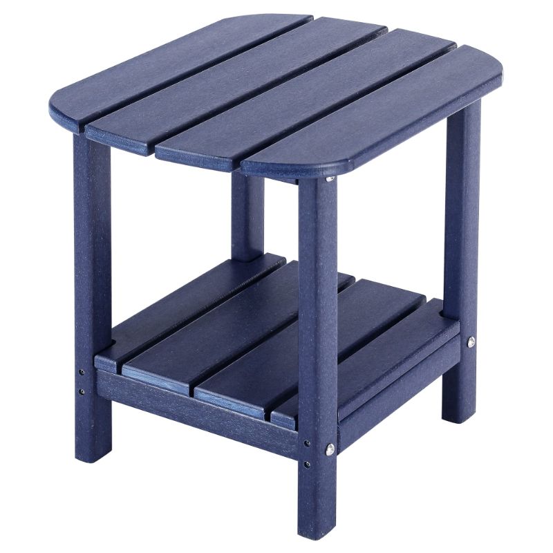 Photo 1 of LZRS Double Adirondack Side Table, Outdoor Side Tables, End Tables for Patio, Backyard,Pool, Indoor Companion, Easy Maintenance & Weather Resistant (Navy Blue) Oval double Layer Navy Blue