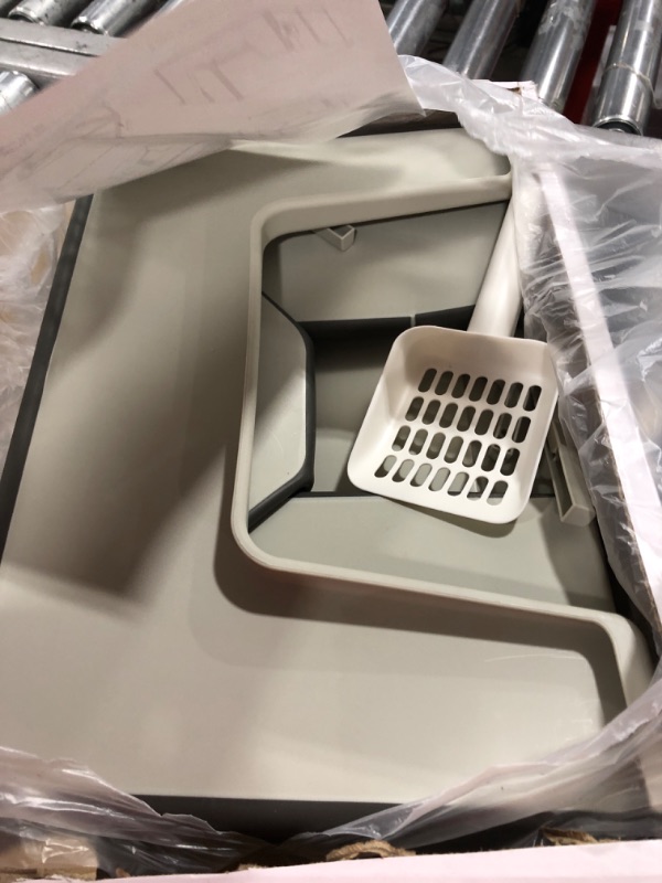 Photo 1 of JoyPlus High Side cat Litter Box, Foldable Travel Low Entry Cat Potty Pan, Open Top Kitty Litter Tray, Anti Splashing Non-Stick Pet Toilet with Scoop, Indoor and Outdoor(Grey)