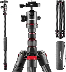 Photo 1 of NEEWER Upgraded 80.7" Carbon Fiber Camera Tripod Monopod with Telescopic 2 Section Center Axes, 360° Panorama Ballhead, 1/4" Arca Type QR Plate, Travel Tripod with ø28mm Column, Max Load 26.5lb, N55CR 