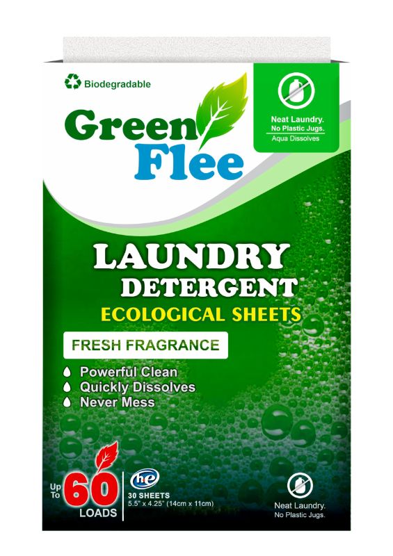 Photo 1 of Green Flee Laundry Detergent Sheets-Fresh Fragrance-No Plastic Jug (60 Loads) 30 Sheets