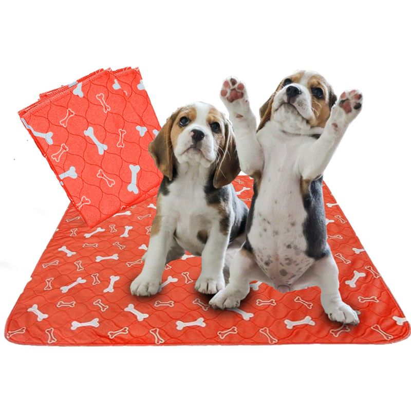 Photo 1 of B-R - 2 Pack Washable Pee Pads for Dogs. Superior Reusable Puppy Pads. 15.7" X 23.6" or 40cm X 60cm. Highly Absorbent Mats for Pets, Non-Slip Polyester, Pee Pads for Puppy Training [Orange, Small] Orange Small
