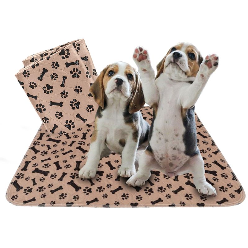 Photo 1 of B-R - 2 Pack Washable Pee Pads for Dogs. Superior Reusable Puppy Pads.15.7" x 23.6" or 40 x 60cm. Highly Absorbent Mats for Pets, Non-Slip Polyester, Pee Pads for Puppy Training [Brown, Small] Brown Small