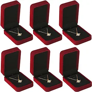 Photo 1 of LETURE 6 Pieces Velvet Jewelry Gift Boxes for Necklace Pendant Bracelet Ring Earring, Jewelry Storage Display Case for Christmas Wedding Engagement Birthday Anniversary (Pendant Box-6PCS-RED) 