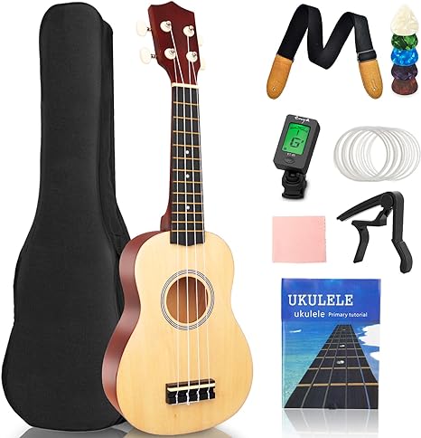 Photo 1 of Soprano Ukulele for Beginners 21 Inch Kids Adult Student Starter with Free Lessons Gig Bag Strap Nylon String Tuner Pick All in One Kit 