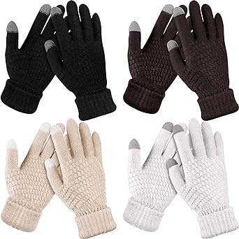 Photo 1 of Coume 4 Pairs Kid Winter Touchscreen Knit Gloves