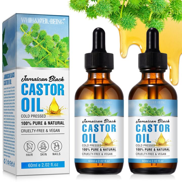 Photo 1 of WHLH & WELL-BEING Jamaican Black Castor Oil, 2PCS Organic 100% Pure Castor Oil, Massage Oil, Essential Oil, Nourishing Oil for Face Body Hair Skin Eyelashes Eyebrows Beard
BEST BY: 03/17/2027