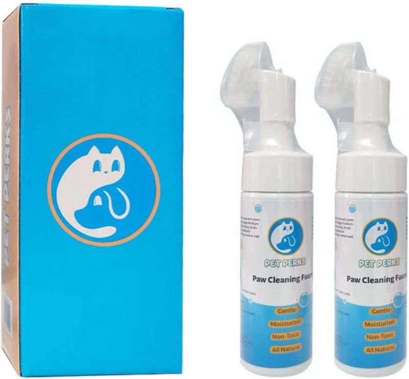 Photo 1 of Pet Perks Paw Cleaner 2 Pack, Paw Cleaner for Dogs and Cats, Waterless Shampoo, Pet Grooming Brush, Paw Moisturizer, No-Rinse Dog Shampoo, Fragrance Free, Gentle