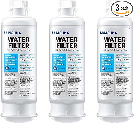 Photo 1 of SAMSUNG Genuine Filters for Refrigerator Water and Ice, Carbon Block Filtration for Clean, Clear Drinking Water, DA29-00020B-3P, 3 Pack 3 Pack Filter
