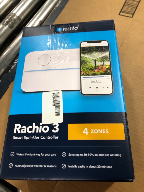 Photo 1 of Rachio 3 3rd Generation: Smart, 4 Zone Sprinkler Controller, Compatible with Alexa (4ZULW-C),White 04 Zone Controller Sprinkler Controller