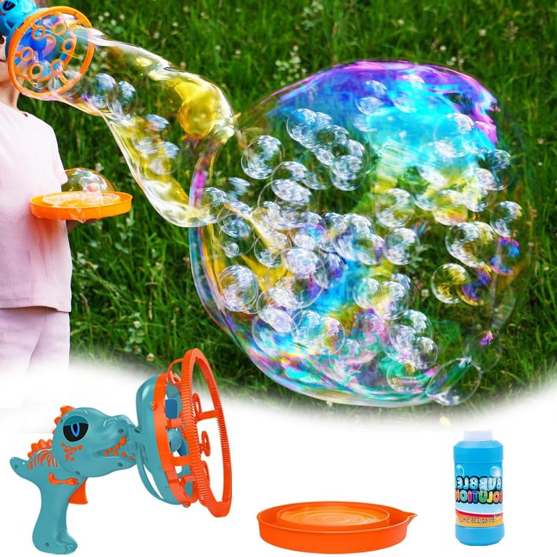 Photo 1 of Bubble Machine Gun Toys for Kids - Dinosaur Bubble Blower Bubbles for Toddlers 1-3 Year Old, Fun Big Bubble Wand Outdoor Toys for Kids Ages 4-8, Giant Bubble Maker Birthday Party Gifts for Boys Girls
