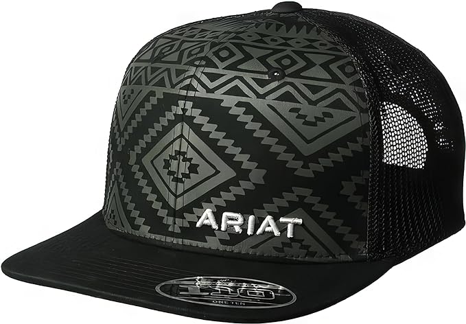 Photo 1 of ARIAT Men's Aztec Black Flat Bill Cap
