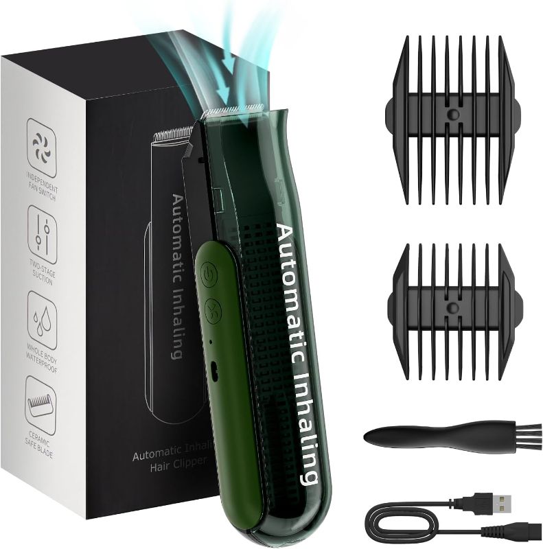 Photo 1 of Founouly Electric Hair Clipper for Men Waterproof Wet and Dry Uses Replaceable Ceramic Blade Heads USB Rechargeable Safety Clipper, MTS001, Green
