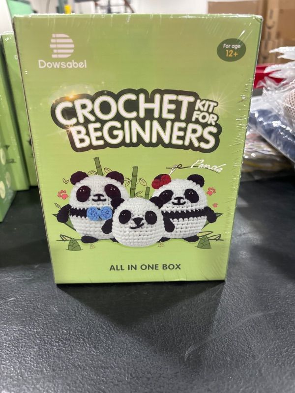 Photo 2 of Dowsabel Crochet Kit for Beginners - Crochet Animal Kit with Step-by-Step Video Tutorials, Crochet Starter Kit for Adults Kids, Ideal DIY Craft Gift - Panda Family
