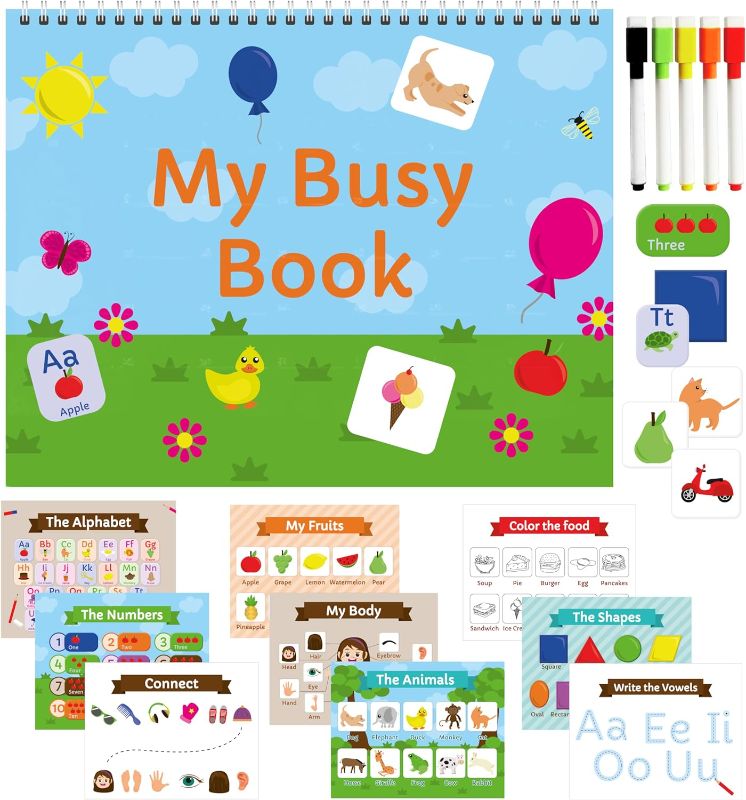 Photo 1 of Montessori Busy Book for Toddlers 1 2 3 4 5 with 19 Pages, Preschool Busy Book for Early Learning and Activities,Toddler Activity Book, Educational Autism Sensory Travel Toys Birthdays Gifts
