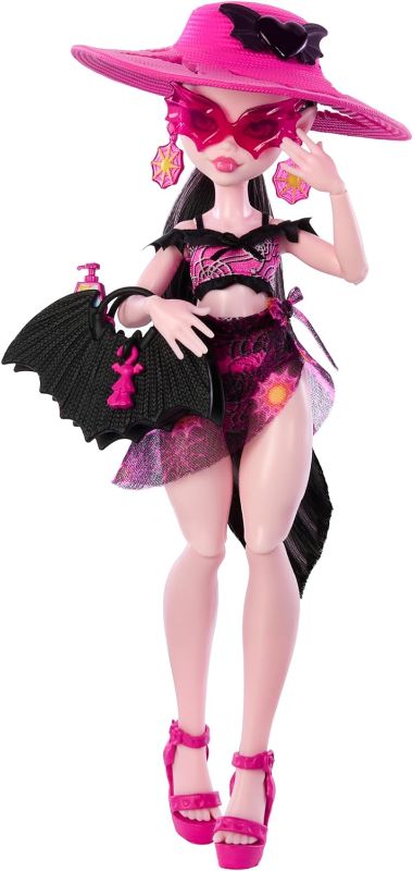 Photo 1 of Monster High Scare-adise Island Draculaura Doll with Swimsuit, Sarong and Beach Accessories Like Hat, Sunscreen, and Tote

