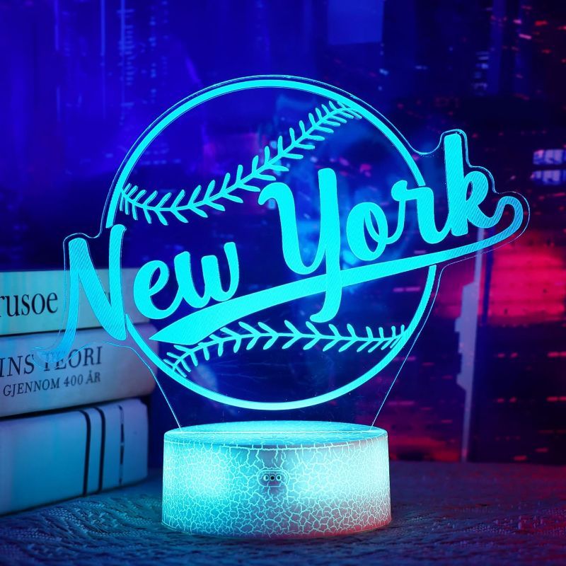 Photo 1 of OkiyiD Baseball Night Light, 3D Illusion Lamp With Remote, 16 Color Changing, Kids Room Decor, For Baseball Fans, Boys, Girls (New York)
