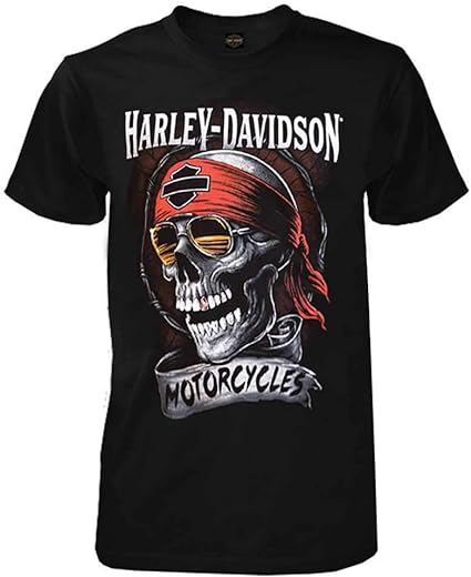 Photo 1 of 5X- Harley-Davidson Men's Distressed Shady Skull Short Sleeve T-Shirt, Solid Black
