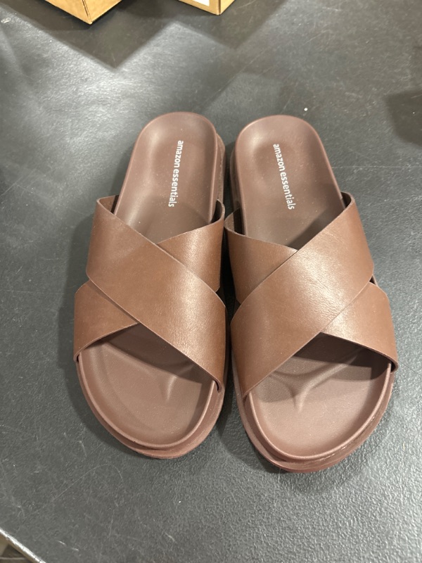 Photo 1 of BROWN RUBBER SLIDE SLIPPERS FOR MEN SIZE 8