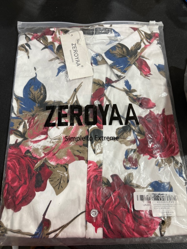 Photo 1 of XXL- ZEROYAA Men's Hipster Floral Printed Long Sleeve Cotton Casual Button Down Dress Shirts
