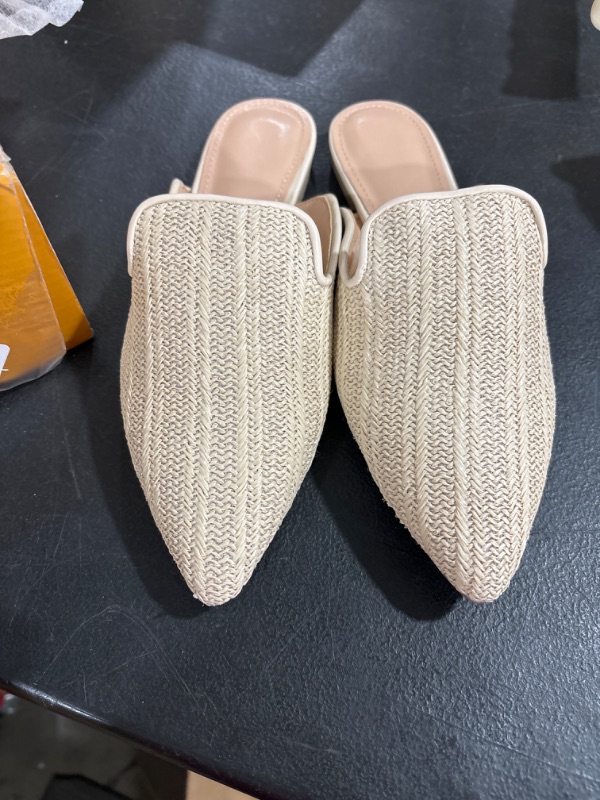 Photo 1 of SIZE 6-WOMENS FLAT POINTED TO BACKLESS SLIP ON SLIDES- BEIGE 
