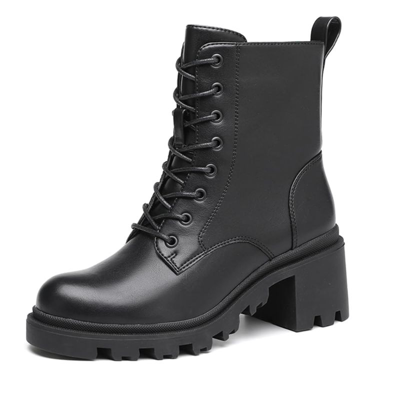 Photo 1 of DECARSDZ Black Platform Ankle Booties Chunky Lace-Up Combat Boots For Women SIZE 8.5