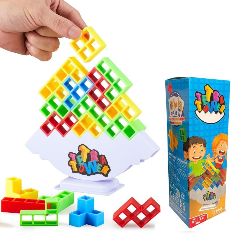 Photo 1 of 48PCS Tetra Tower Game,Stack Attack Board Games for Family Travel Party, 2 Players Balance Stacking Toy, Family Games for Kids
