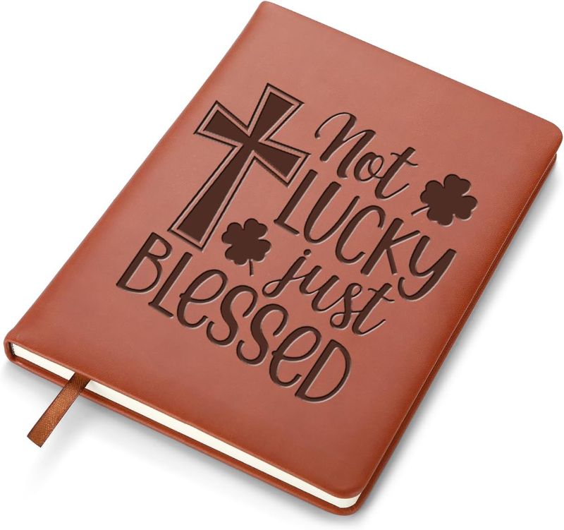 Photo 1 of RSRXEDL Not Lucky Just Blessed Leather Notebook 100 Pages College Rules Notebook Birthday Christmas Gifts for Boys And Girls (Lucky)