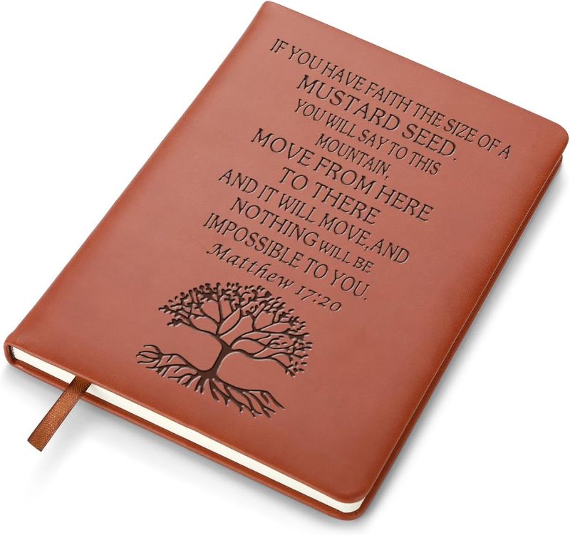 Photo 1 of RSRXEDL Tree of Life Writing Diary for Women and Men - Artificial Leather Journal Notebook - Lined Diary 5.6 * 8.4 College Rules Notebook (Matthew 17:20)