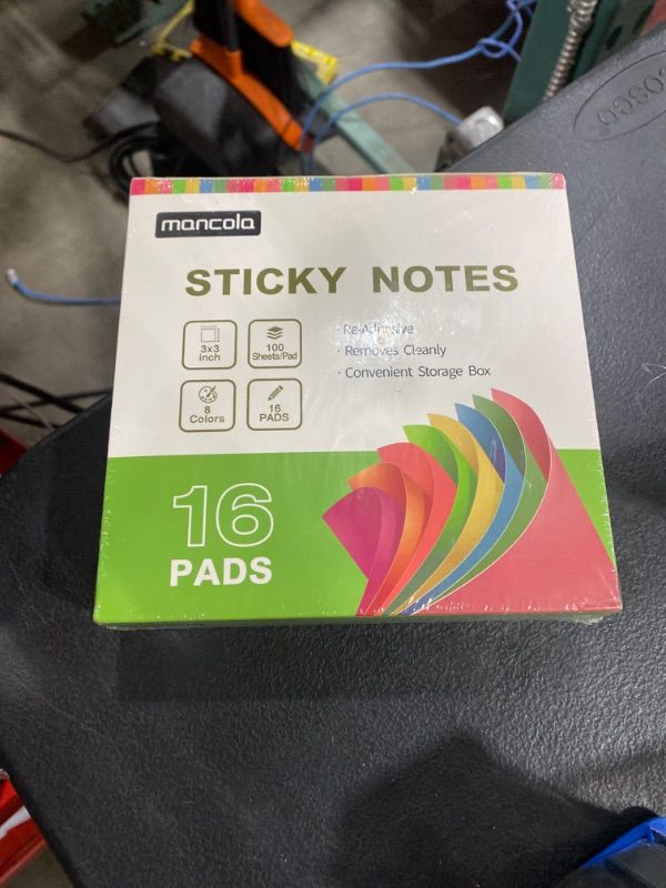 Photo 2 of Mancola Sticky Notes Post, 8 Colors Self Sticky Notes Pad Its 3X3 in,16 Pads Bright Post Stickies Colorful Big Square Sticky Notes for Office, Home, School, Meeting,100 Sheets/pad