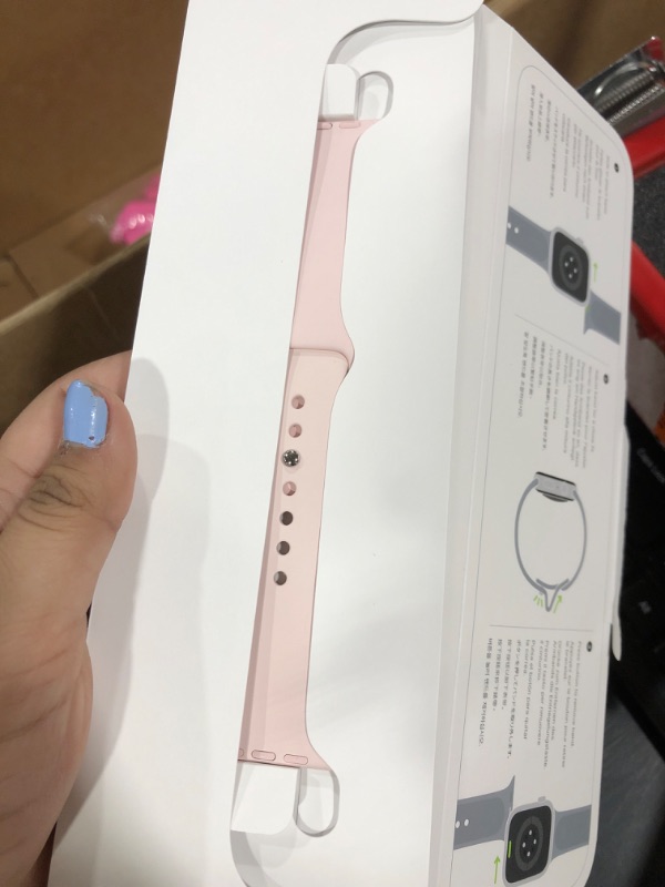 Photo 4 of Apple Watch Series 9 [GPS 45mm] Smartwatch with Pink Aluminum Case with Light Pink Sport Band S/M. Fitness Tracker, ECG Apps, Always-On Retina Display, Water Resistant Pink Aluminum Case with Light Pink Sport Band 45mm Case S/M - fits 140–190mm wrists