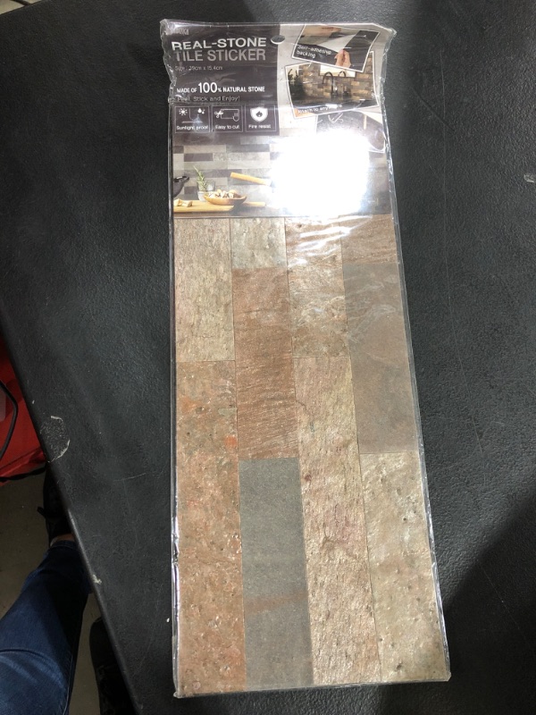 Photo 2 of BEAUS TILE Peel Stick and Enjoy Self-Adhesive Flexible Removable Real Stone Tile (1, Golden Copper)