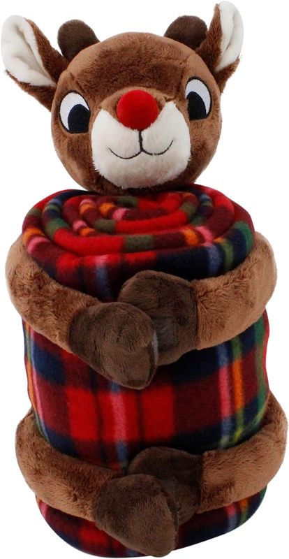 Photo 1 of DanDee Rudolph Plush and Throw Bundle, Brown, Large
