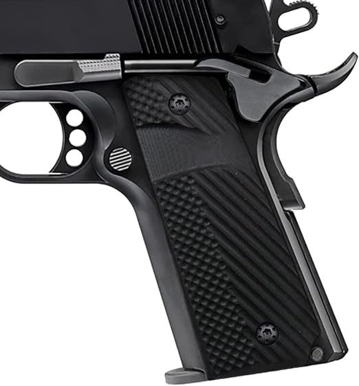 Photo 1 of EXEL Cool Hand 1911 Slim G10 Grips, Compact/Officer, Gun Grips Screws Included, Big Scoop, 3/16" Thin, Sunburst Texture, These Grips Only Work with Short Bushings (Black)