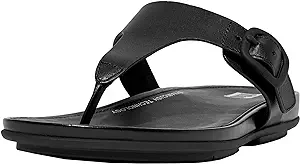Photo 1 of FitFlop Women's Gracie Rubber-Buckle Leather Toe-Post Sandals US08.5 All Black