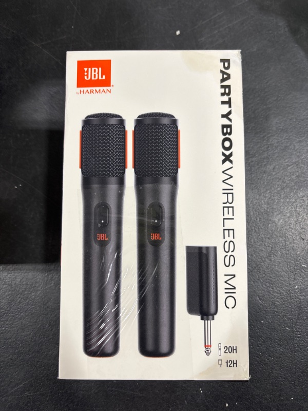 Photo 2 of JBL PartyBox Wireless Mic - 2X Digital Wireless Microphones, Rechargeable Battery (20hrs - 700mAh), Clear Voice, Crisp Sound, Stable 2.4GHz Connection, Compatible with All PartyBox Speakers (Black)