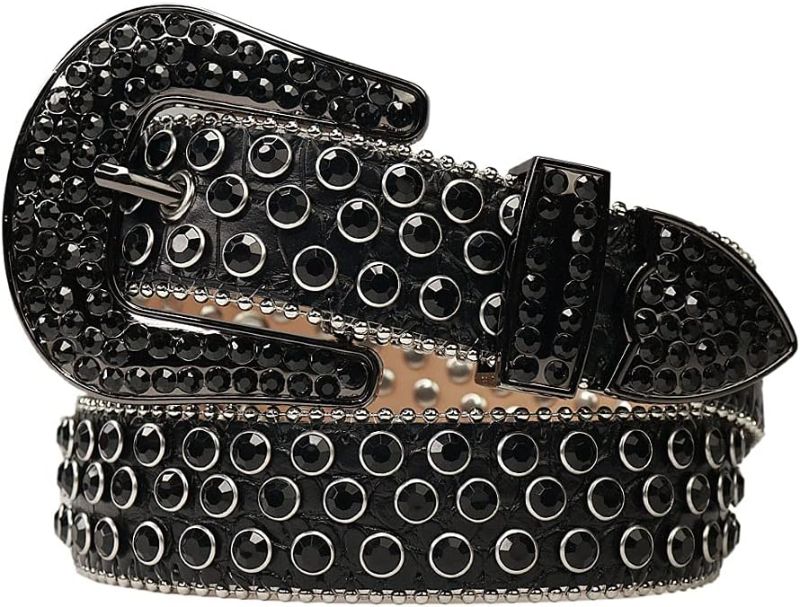 Photo 1 of Gatijan Studded Rhinestone Belts Women Fashionable Sparkly Diamond Belt Shiny Crystals Inlaid Design Leather

