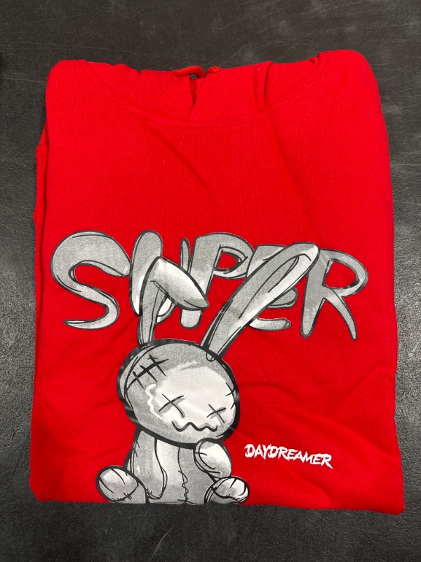 Photo 1 of Adorave Men Novelty Graphic Hoodies - Cool Long Cartoon Super Rabbit Prints Sweatshirt Slogan Casual Streetwear Anime Style - XS