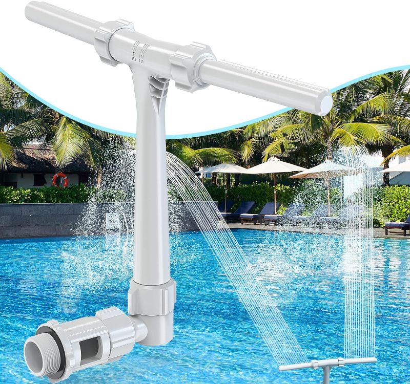 Photo 1 of Poolhacker Pool Fountain - Dual Spray Water Fountains for Above Ground/Inground Pools, 2-in-1 Adjustable Waterfall Pool Sprinkler Fountain for Cooling & Relaxation, Swimming Pool SPA Accessories
