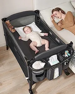 Photo 1 of AirClub Baby 4 in 1 Bassinet Bedside Sleeper, Baby Bedside Crib Sleeper, Playard, Portable Diaper Changing Table, Baby Bassinet for Newborn Baby 