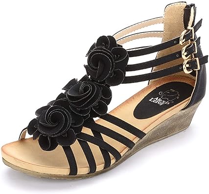 Photo 1 of Alexis Leroy Women's Summer T-Straps Buckle Design Fashion Wedge Heel Sandals / size 37