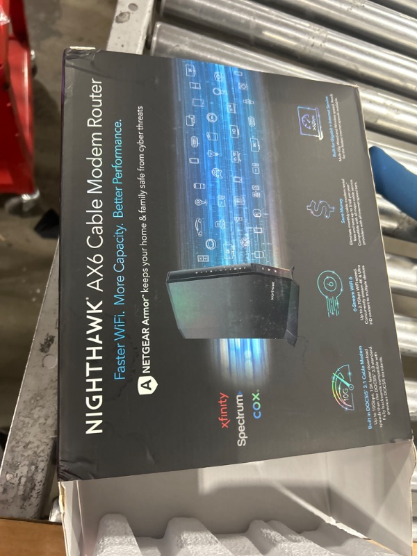 Photo 3 of NETGEAR Nighthawk Cable Modem + WiFi 6 Router Combo with 90-day Armor Subscription (CAX30S) - Compatible with Major Cable Providers incl. Xfinity, Spectrum, Cox - AX2700 (Up to 2.7Gbps) - DOCSIS 3.1

