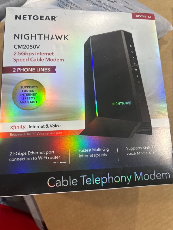 Photo 4 of NETGEAR Nighthawk Cable Modem CM1200 - Compatible with all Cable Providers including Xfinity by Comcast, Spectrum, Cox | For Cable Plans Up to 2 Gigabits | 4 x 1G Ethernet ports | DOCSIS 3.1, Black/