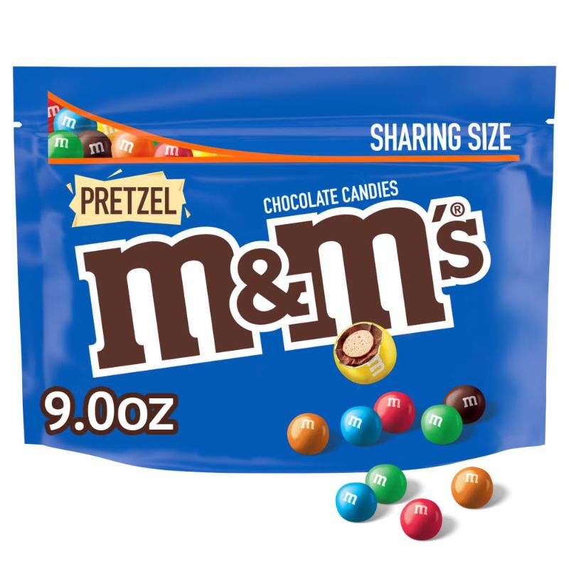 Photo 1 of  8 Count M&M'S Pretzel Milk Chocolate Candy, Sharing Size, 7.4 oz Resealable Bag 